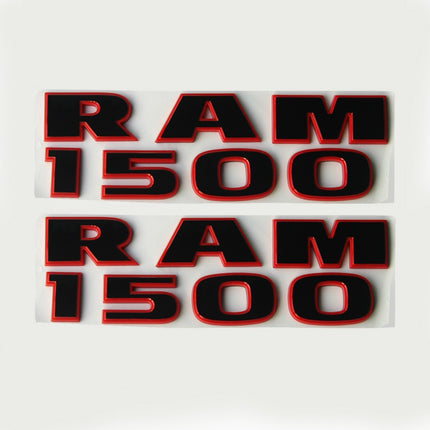 Emblem Set for 2015-2018 RAM 1500 3D Side Badge Replacement 68247897AA (Chrome / Black Red) 2-Pack/3-Pack