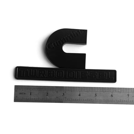 Hood Side Emblems 3D for 2013-2018 RAM 2500 3500 Cummins Turbo Diesel (Black/Red/Chrome)