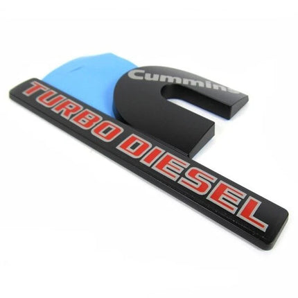 Hood Side Emblems 3D for 2013-2018 RAM 2500 3500 Cummins Turbo Diesel (Black/Red/Chrome)