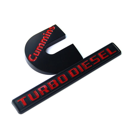 Hood Side Emblems 3D for 2013-2018 RAM 2500 3500 Cummins Turbo Diesel (Black/Red/Chrome)