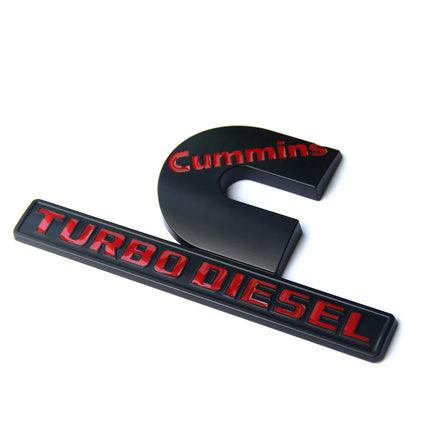 Hood Side Emblems 3D for 2013-2018 RAM 2500 3500 Cummins Turbo Diesel (Black/Red/Chrome)