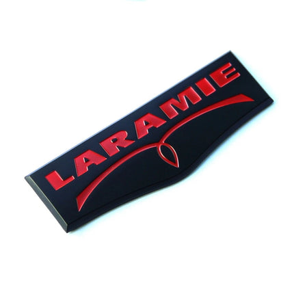 Tailgate Emblem 3D Badge Fits 2009-2021 Ram 1500 2500 3500 Laramie (Black/Red/Chrome)