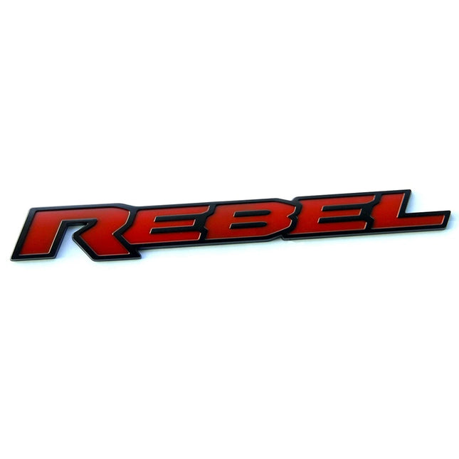 Tailgate Emblem Badge Fits 2015-2019 Ram 1500 REBEL 13" 3D Replacement (Black/Red/Chrome)