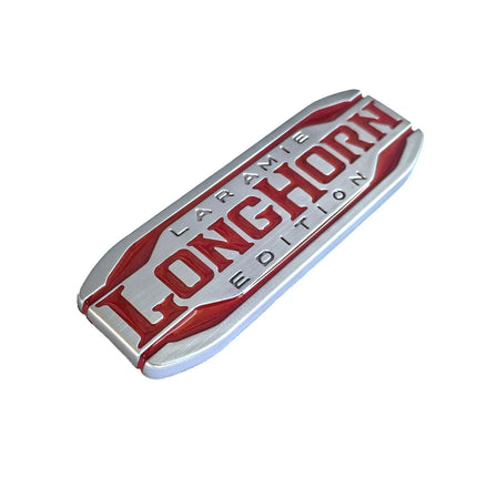 Tailgate Emblem Badge for RAM 1500/2500 2019+ Laramie Longhorn (Black/Red/Chrome)