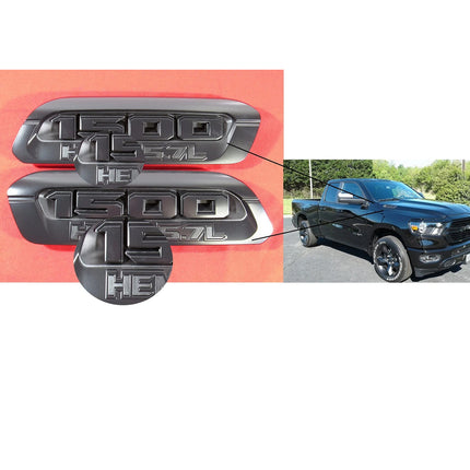 Hood Emblem Set Left Right for 2019–2024 RAM 1500 Heavy Duty Hemi 5.7 (Black/Red)