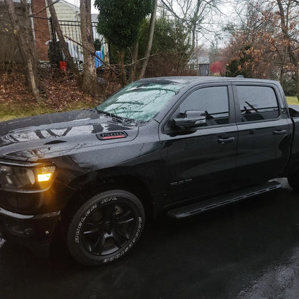 Hood Emblem Set Left Right for 2019–2024 RAM 1500 Heavy Duty Hemi 5.7 (Black/Red)