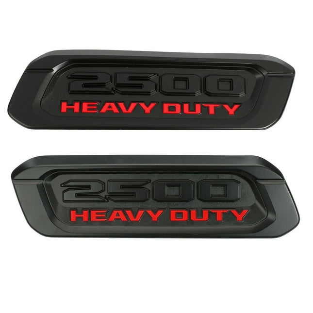 Hood Emblem Set for 2019-2026 RAM 2500 Heavy Duty Badge Replacement (Black/Red/Chrome) 2-Pack