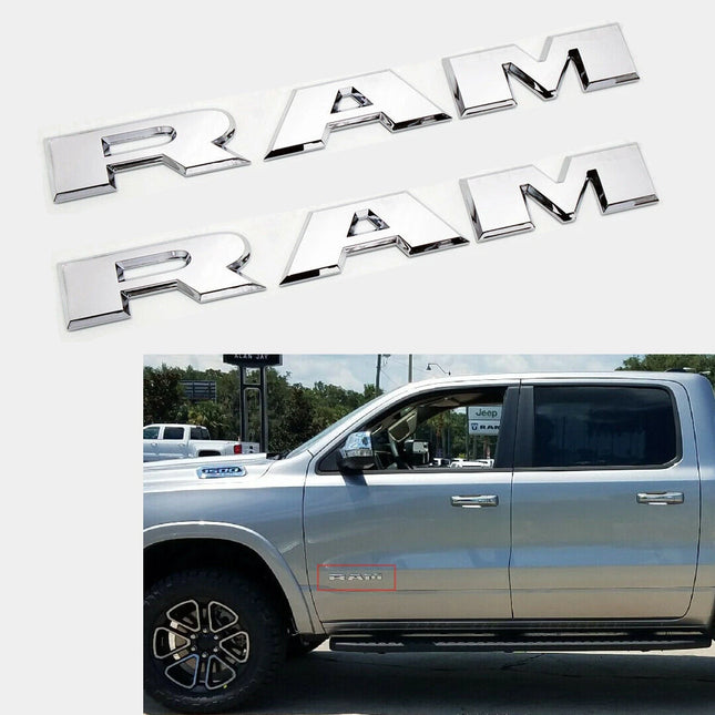 Front Door Nameplate Emblem for 2019–2026 RAM 1500 2500 3500 Trucks (Black/Red/Chrome)